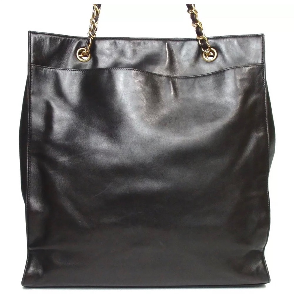 Auth Chanel Coco Mark Lambskin Chain Tote Bag - Picture 2 of 8